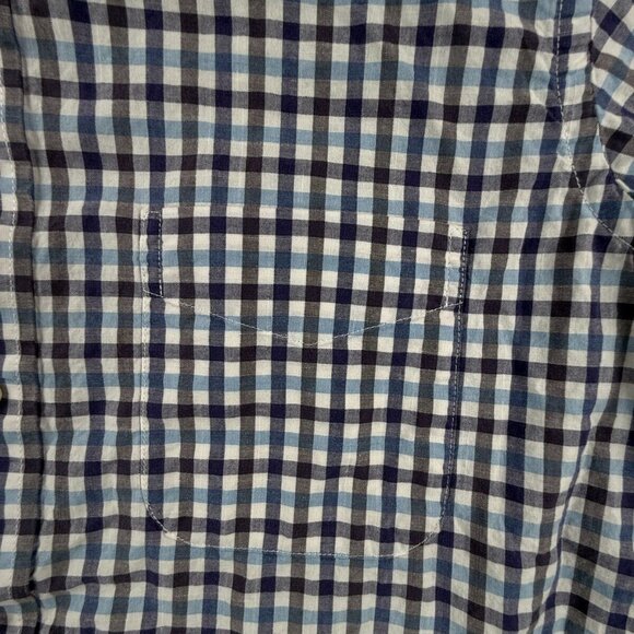 Viyella Short Sleeve Blue Purple Check Cotton Woven Medium Button Up Shirt Adult - Picture 10 of 14